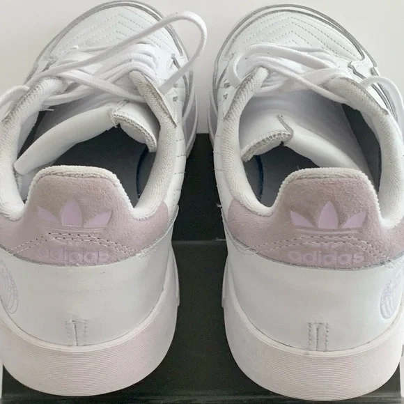 ADIDAS Supercourt Leather Sneakers Cloud White Lilac Tennis Athletic Size 10 - Picture 4 of 16